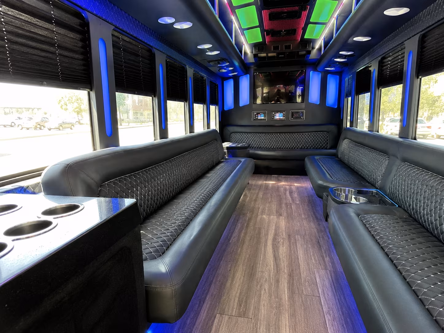 castle rock 15 passenger party bus inside