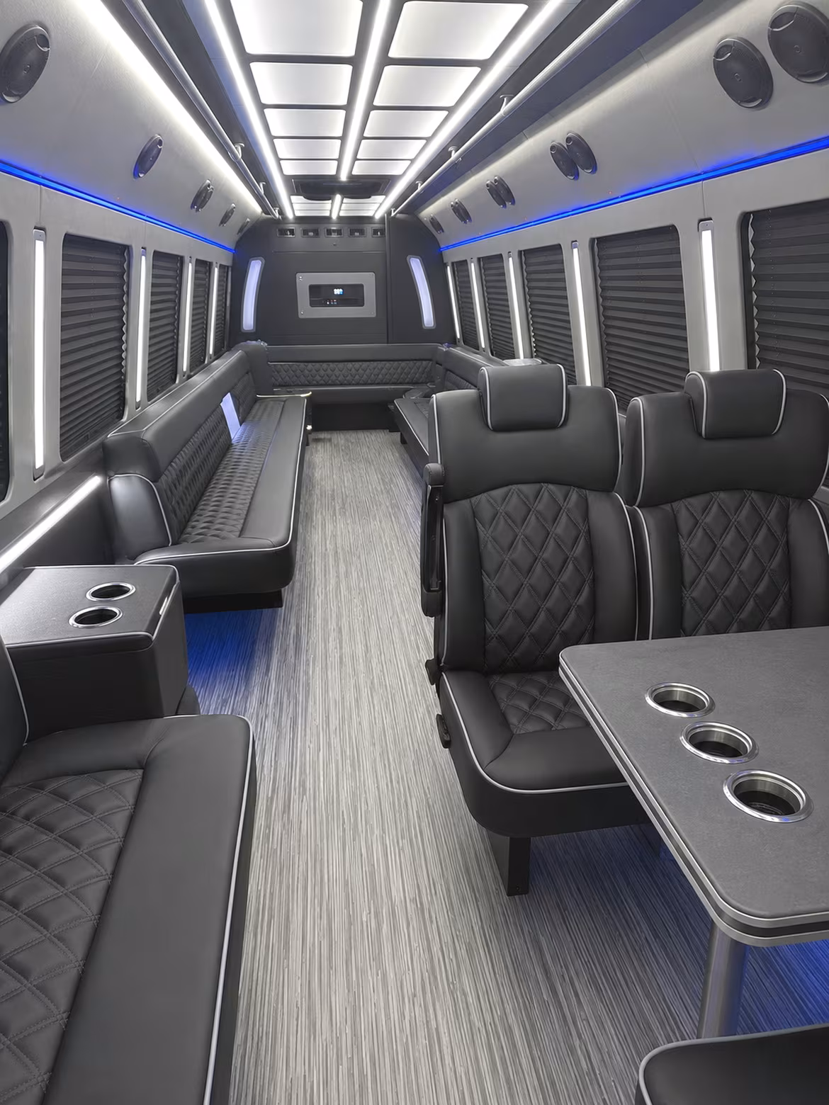 castle rock 25 passenger party bus inside