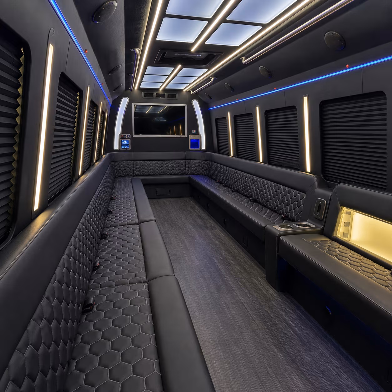 castle rock party bus rental interior